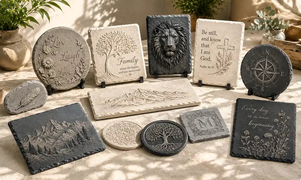 Laser Engraved Slate Coasters for Holiday Gifts