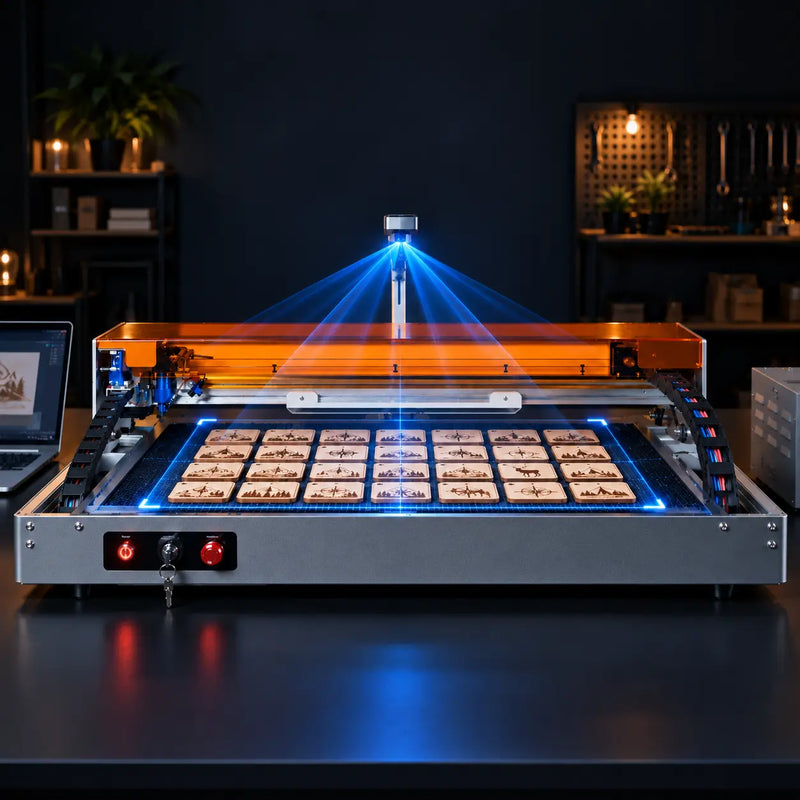 How to Batch Engrave with a CO2 Laser: Camera, Jigs & LightBurn Workflow