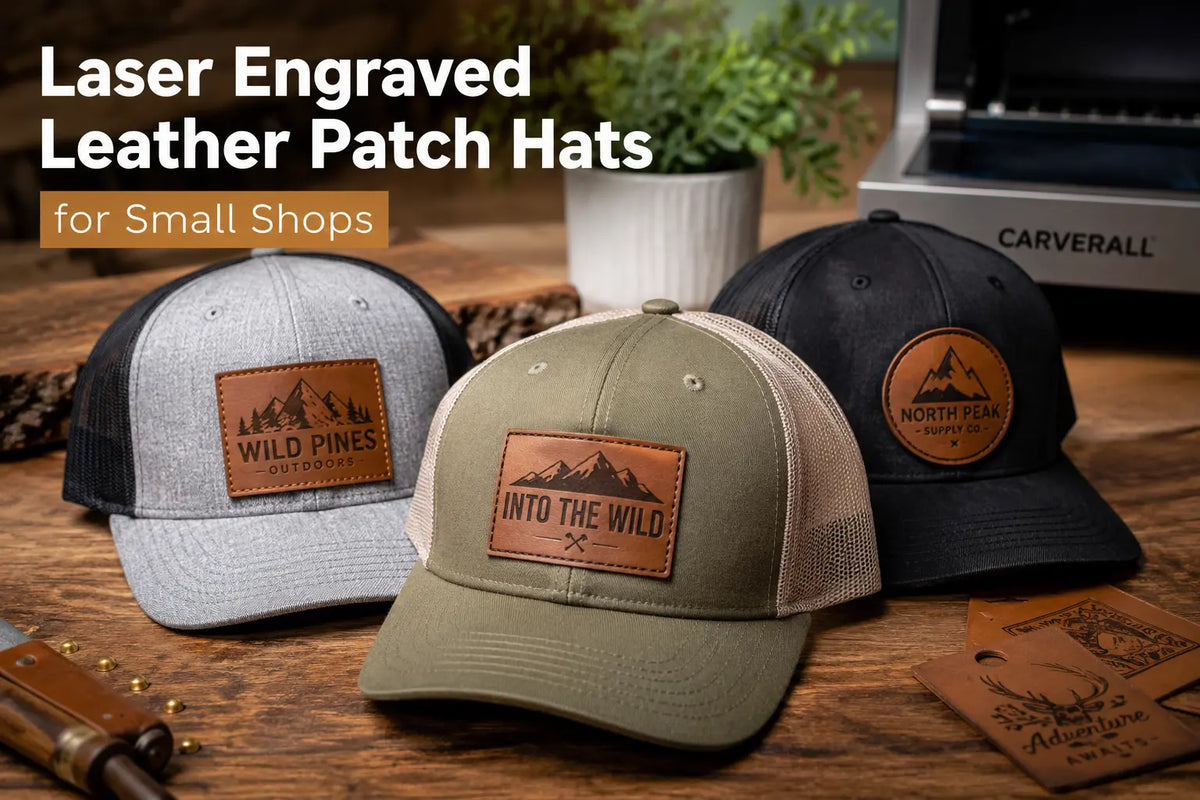 Laser Engraved Leather Patch Hats for Small Shops