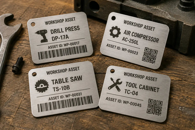 Laser Engraved Metal Asset Tags for Workshops