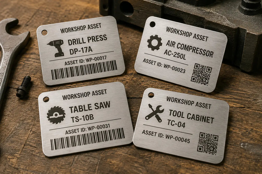 Laser Engraved Metal Asset Tags for Workshops