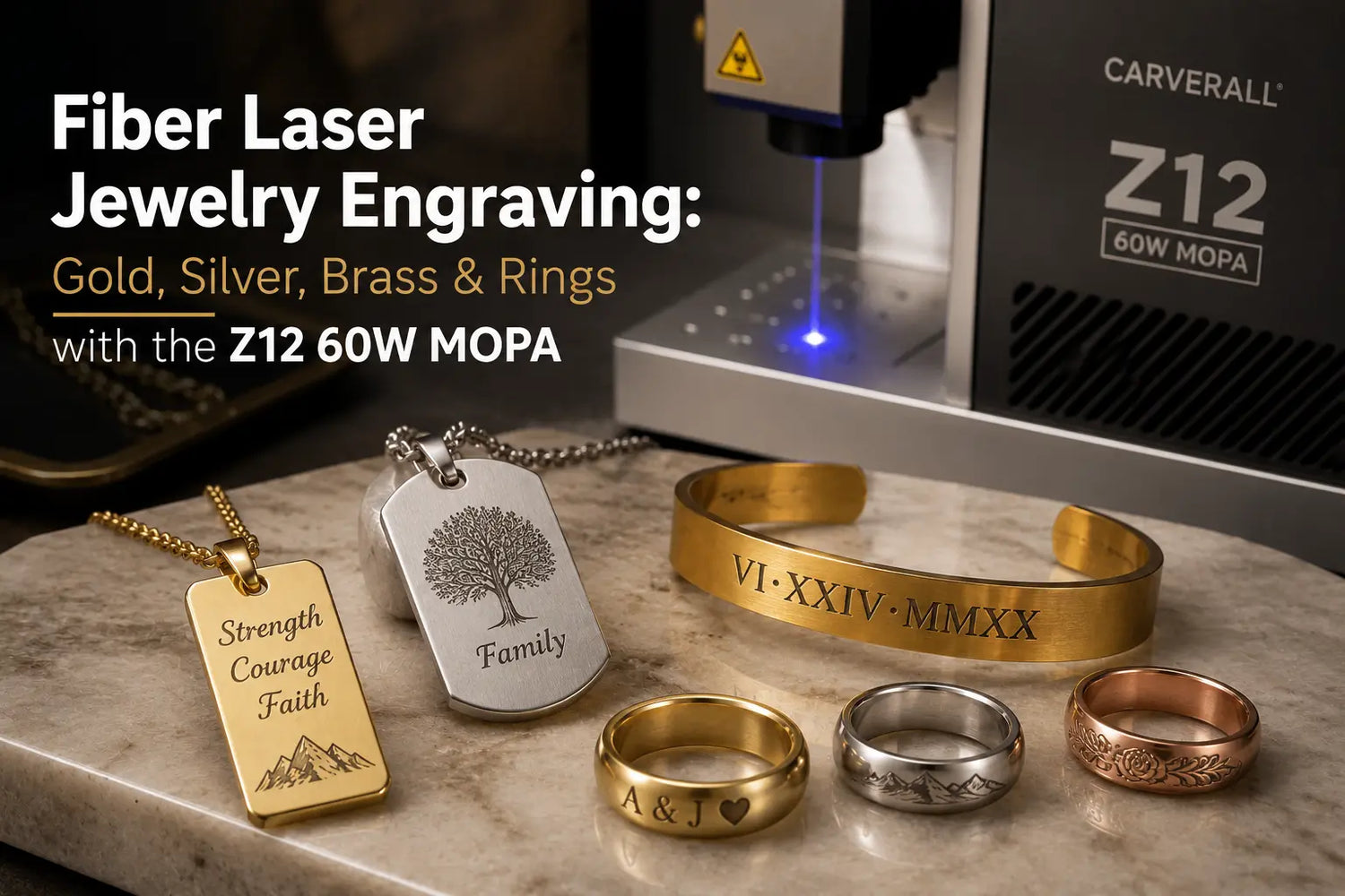 Fiber Laser Jewelry Engraving: Gold, Silver, Brass & Rings with the Z12 60W MOPA