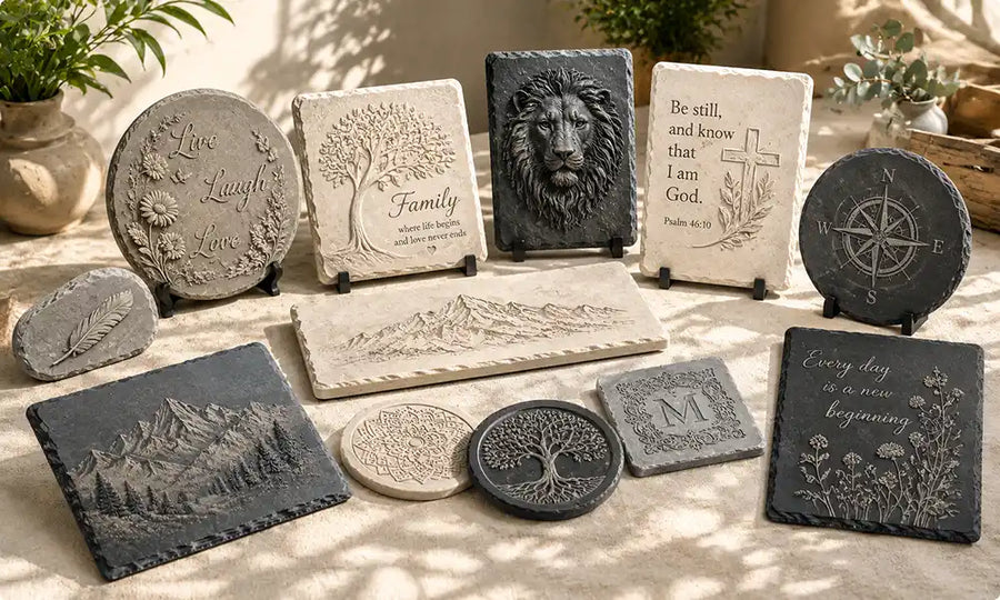 Sous-verres en ardoise gravés au laser pour cadeaux de fête