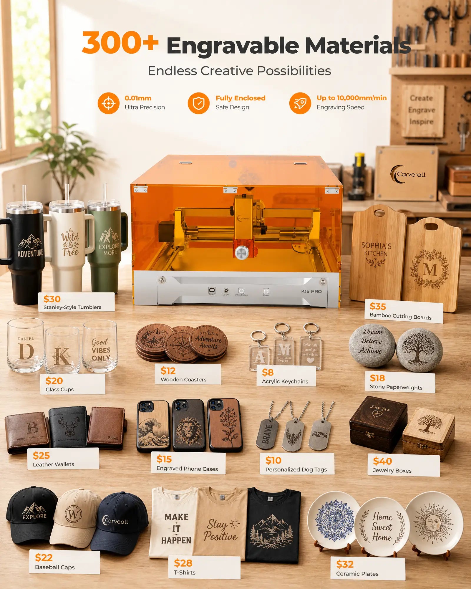 Carverall K15 Pro Mini Portable Laser Engraver | 300*200mm