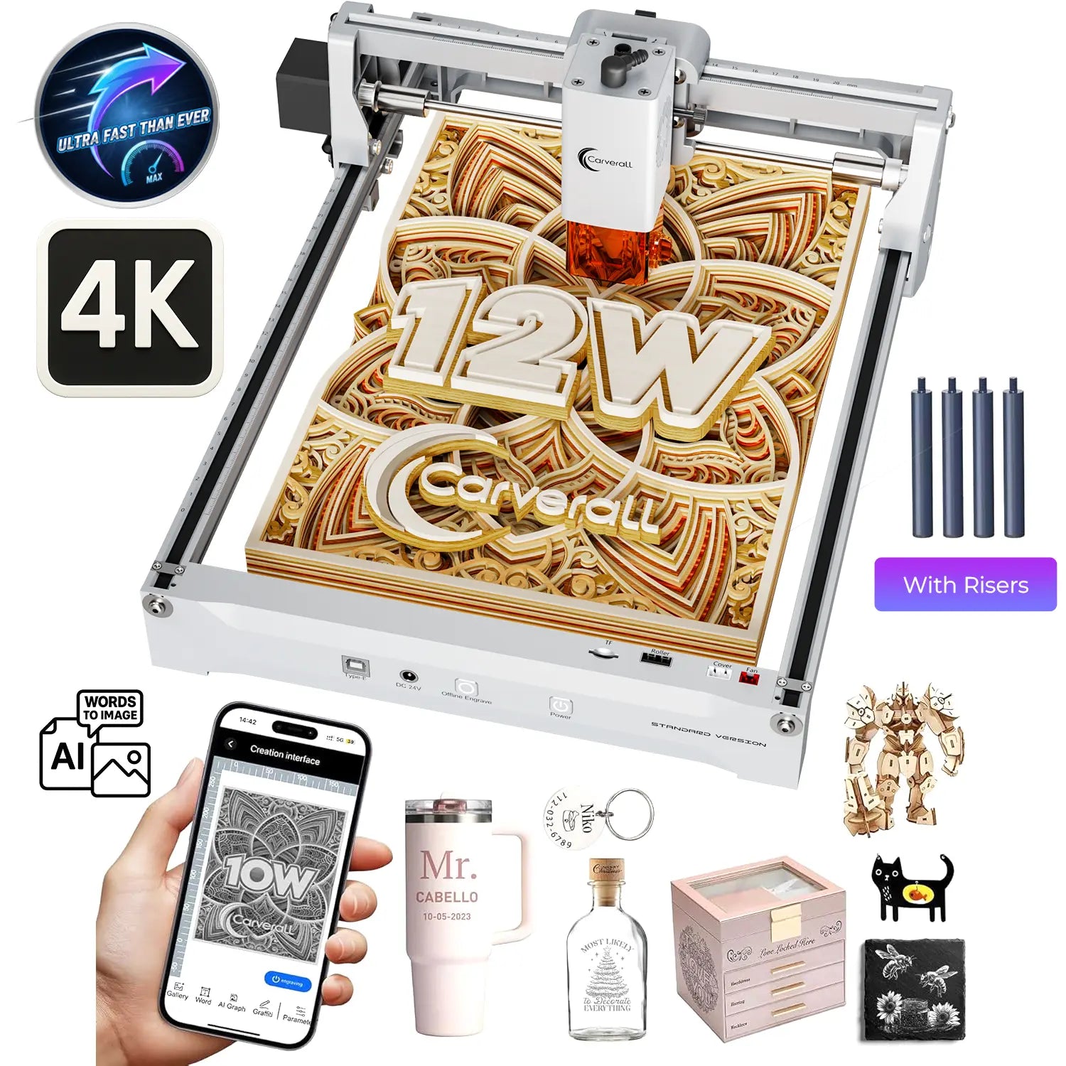 Carverall K15 Pro Mini Portable Laser Engraver | 300*200mm