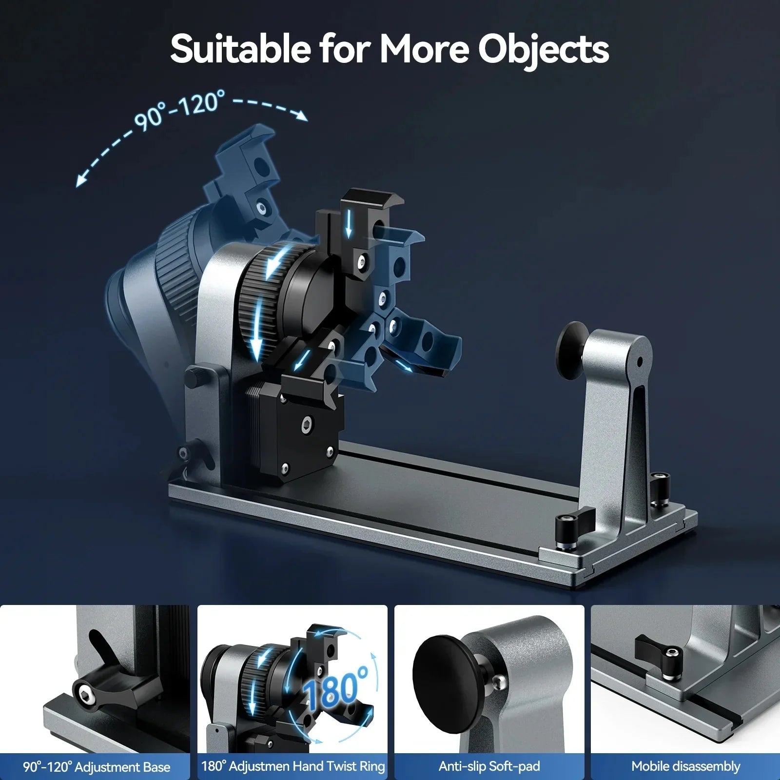 MD18 rotary chuck for cups rings and tubes
