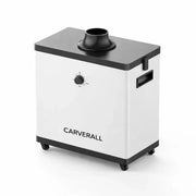 Carverall MD40 рядом с лазерным станком и подключенным дымоотводящим шлангом
