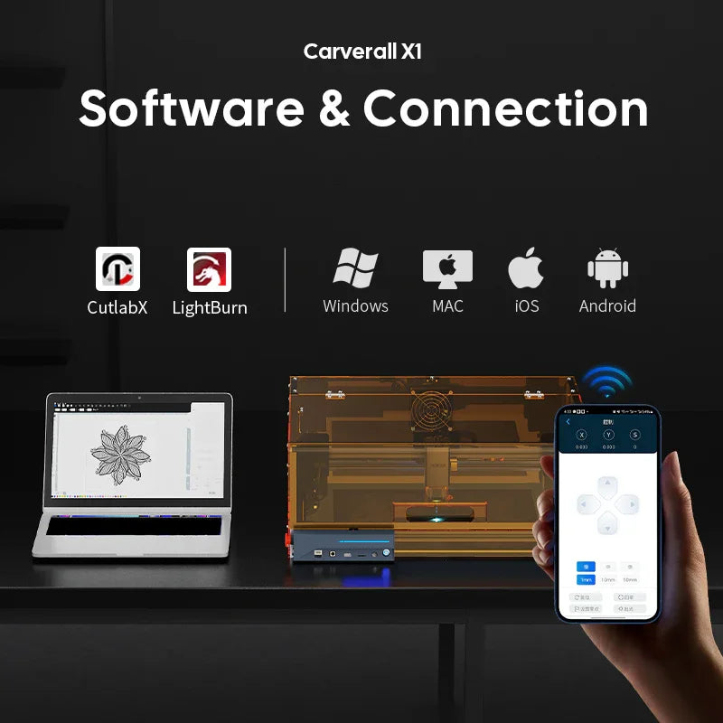 X1 laser engraver product setup view