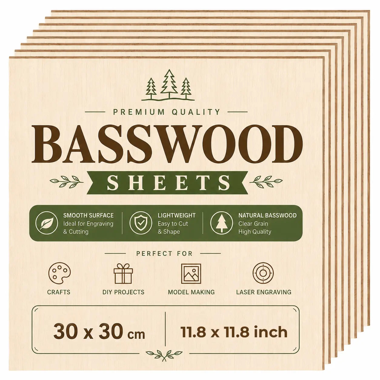 12 Pieces Basswood Sheets | 2mm thickness