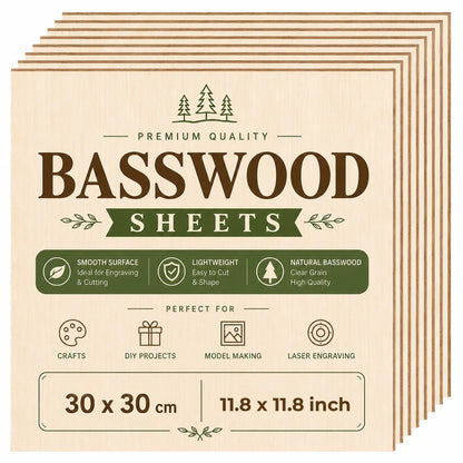 12 Pieces Basswood Sheets | 2mm thickness
