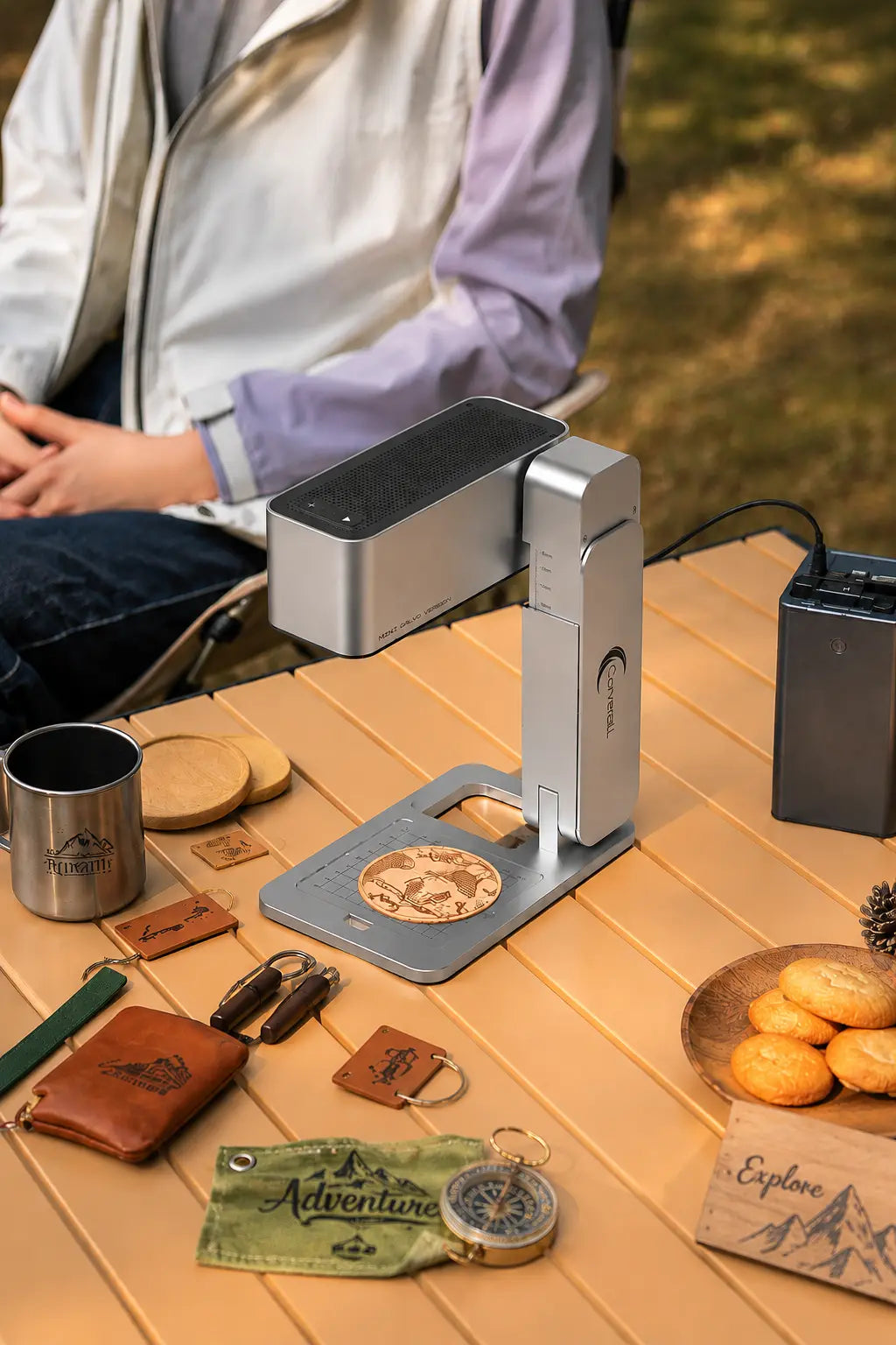 A foldable laser engraver for work anywhere